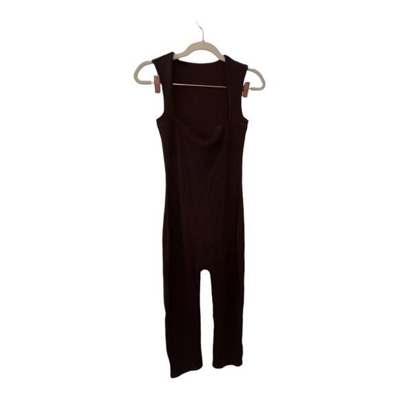 Sans Faff Bell Pedal Pusher Ribbed Jumpsuit Sleeveless Square Neck Y2K Summer S - Picture 3 of 14